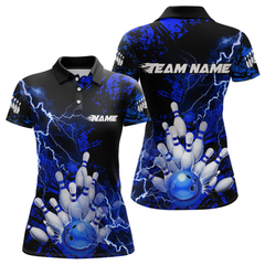 Maxcorners Blue Thunder Lightning Bowling Shirt Custom Colorful Bowling Jersey Men Women Team LM0705