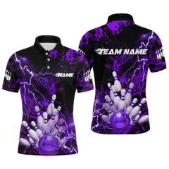 Maxcorners Blue Bowling Shirts Custom Watercolor Bowling Jersey for Men Women with Team Name