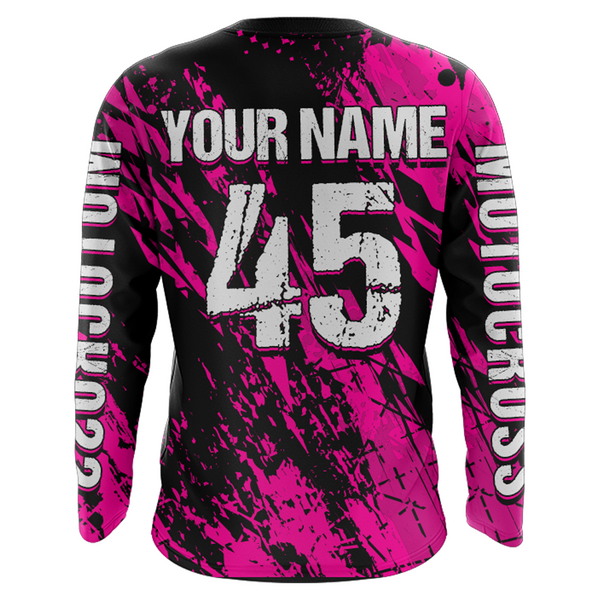 Maxcorners Dirt Bike Racing Jersey Pink Upf30+ Motocross Shirt Kid Girl Women Riding Jersey XM269 MT2809