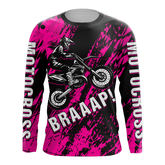 Maxcorners Dirt Bike Racing Jersey Pink Upf30+ Motocross Shirt Kid Girl Women Riding Jersey XM269 MT2809