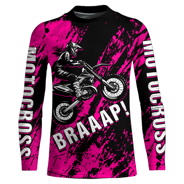 Maxcorners Dirt Bike Racing Jersey Pink Upf30+ Motocross Shirt Kid Girl Women Riding Jersey XM269 MT2809