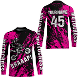 Maxcorners Dirt Bike Racing Jersey Pink Upf30+ Motocross Shirt Kid Girl Women Riding Jersey XM269 MT2809