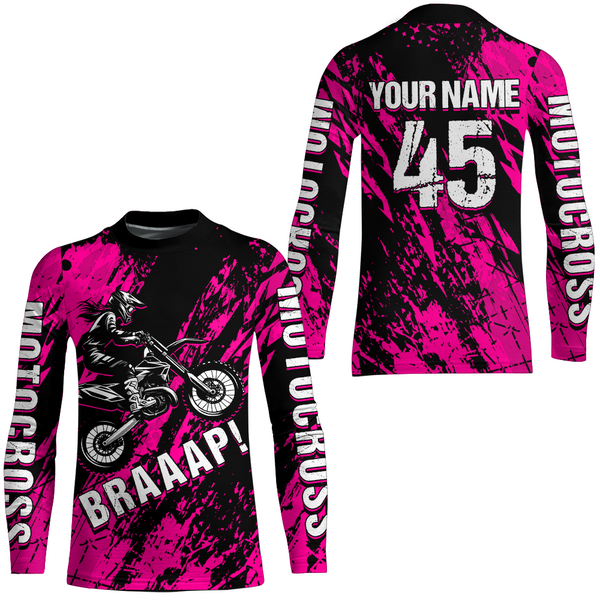 Maxcorners Dirt Bike Racing Jersey Pink Upf30+ Motocross Shirt Kid Girl Women Riding Jersey XM269 MT2809