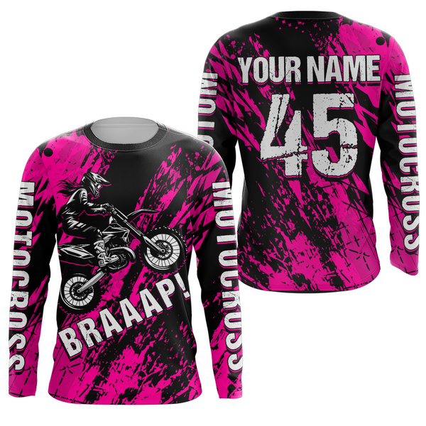 Maxcorners Dirt Bike Racing Jersey Pink Upf30+ Motocross Shirt Kid Girl Women Riding Jersey XM269 MT2809