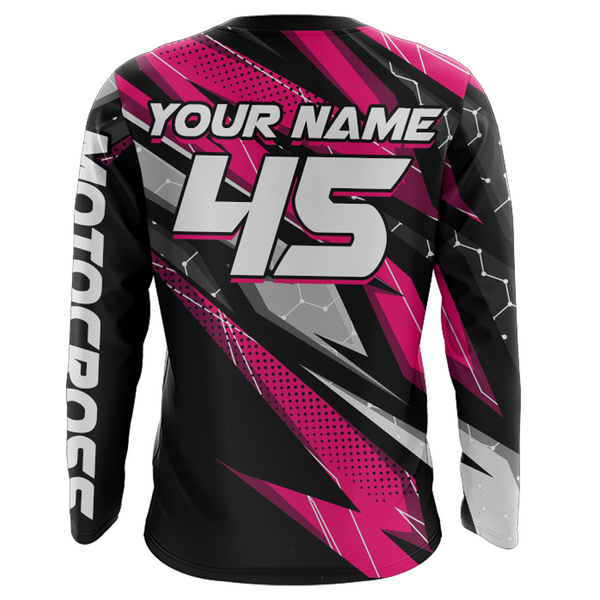 Maxcorners Pink Motocross Jersey Youth Women Men Upf30+ Dirt Bike Shirt Motorcycle Riding Shirt XM271 MT2809