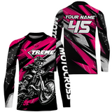 Maxcorners Pink Motocross Jersey Youth Women Men Upf30+ Dirt Bike Shirt Motorcycle Riding Shirt XM271 MT2809