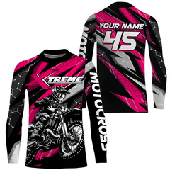 Maxcorners Pink Motocross Jersey Youth Women Men Upf30+ Dirt Bike Shirt Motorcycle Riding Shirt XM271 MT2809
