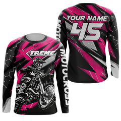 Maxcorners Pink Motocross Jersey Youth Women Men Upf30+ Dirt Bike Shirt Motorcycle Riding Shirt XM271 MT2809