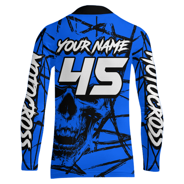 Maxcorners Motocross Racing Jersey Blue Upf30+ Dirt Bike Shirt MX Off-Road Motorcycle Shirt MT2709