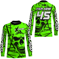 Maxcorners Motocross Racing Jersey Green Upf30+ Dirt Bike Shirt MX Off-Road Motorcycle Shirt MT2709