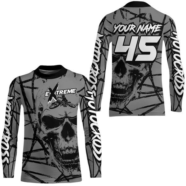 Maxcorners Motocross Racing Jersey Grey Upf30+ Dirt Bike Shirt MX Off-Road Motorcycle Shirt MT2709