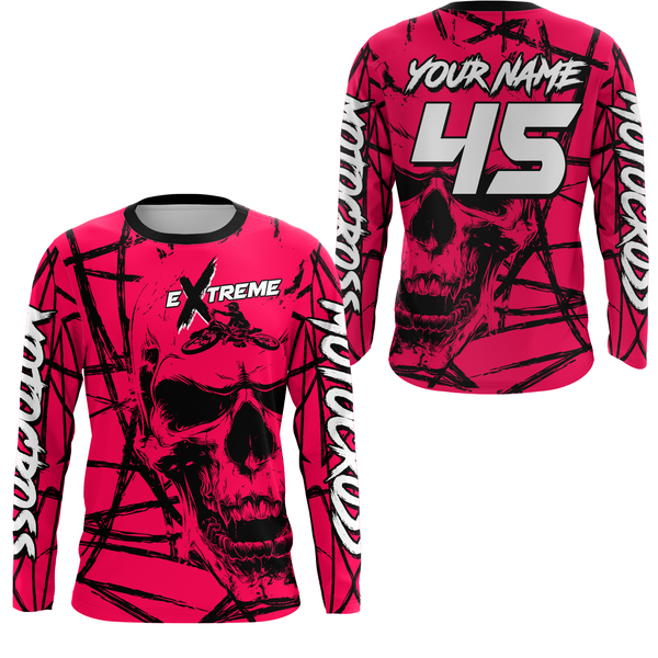 Maxcorners Motocross Racing Jersey Pink Upf30+ Dirt Bike Shirt MX Off-Road Motorcycle Shirt MT2709