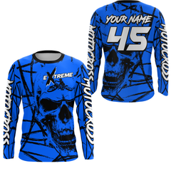 Maxcorners Motocross Racing Jersey Blue Upf30+ Dirt Bike Shirt MX Off-Road Motorcycle Shirt MT2709