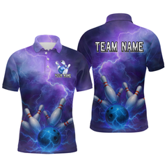 Maxcorners Custom Purple Lightning Bowling Shirts for Men Women Team MT2108