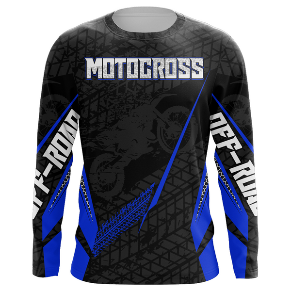 Maxcorners Motocross Racing Jersey Kid Women Men Dirt Bike Shirt Upf30+ Off-road Jersey Blue MT2809