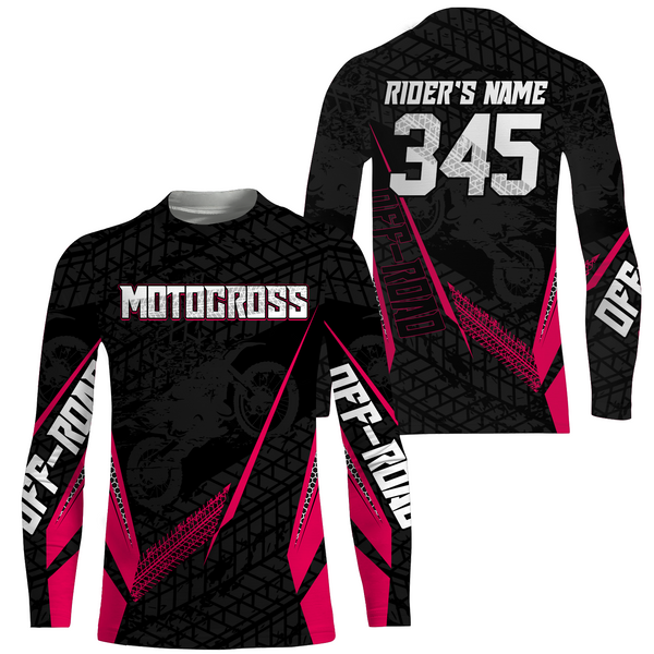 Maxcorners Motocross Racing Jersey Kid Women Men Dirt Bike Shirt Upf30+ Off-road Jersey Pink MT2809