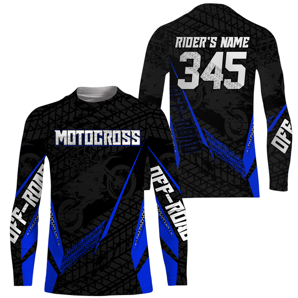 Maxcorners Motocross Racing Jersey Kid Women Men Dirt Bike Shirt Upf30+ Off-road Jersey Blue MT2809