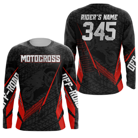 Maxcorners Motocross Racing Jersey Kid Women Men Dirt Bike Shirt Upf30+ Off-road Jersey Red MT2809