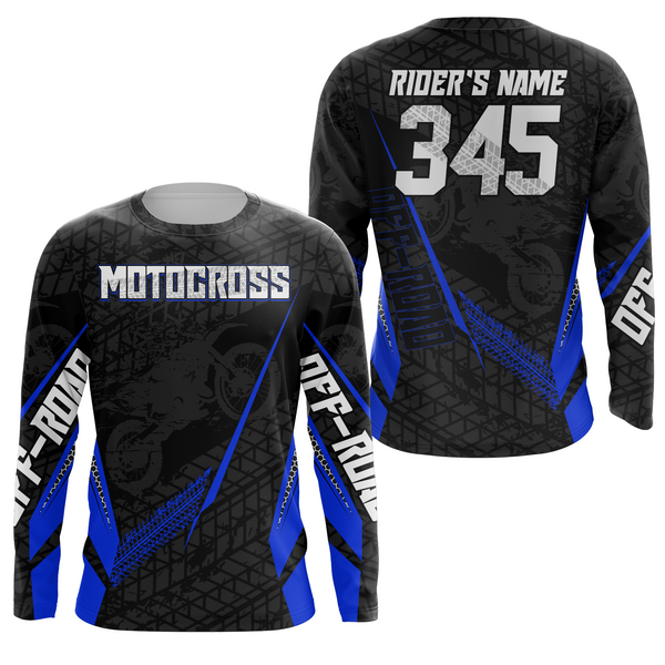 Maxcorners Motocross Racing Jersey Kid Women Men Dirt Bike Shirt Upf30+ Off-road Jersey Blue MT2809