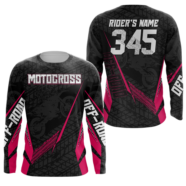 Maxcorners Motocross Racing Jersey Kid Women Men Dirt Bike Shirt Upf30+ Off-road Jersey Pink MT2809