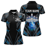 Maxcorners Customize Blue Butterflies Bowling Shirts for Men Women Team Bowling Polo & 1/4 Zip LM1008