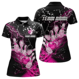 Maxcorners Custom Pink Lightning Bowling Shirts for Men Women Team Bowling Polo & 1/4 Zip LM1625
