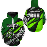 Maxcorners Green Motocross Racing Hoodie Jersey for Men Women Dirt Bike Motorcycle Hoodie Zip MT2809