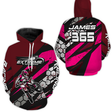 Maxcorners Pink Motocross Racing Hoodie Jersey for Men Women Dirt Bike Motorcycle Hoodie Zip MT2809