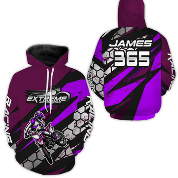 Maxcorners Purple Motocross Racing Hoodie Jersey for Men Women Dirt Bike Motorcycle Hoodie Zip MT2809