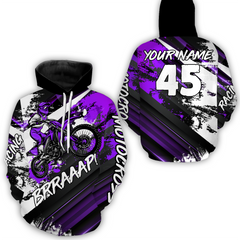 Maxcorners Custom Purple Motocross Racing Hoodie Jersey Dirt Bike Hoodie Zip Biker Men Women MT2709