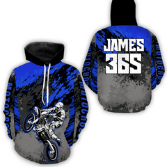 Maxcorners Blue Motocross Racing Hoodie Jersey For Men Women Dirt Bike Off-road Hoodie  MT2809