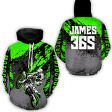 Maxcorners Green Motocross Racing Hoodie Jersey For Men Women Dirt Bike Off-road Hoodie  MT2809
