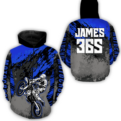 Maxcorners Blue Motocross Racing Hoodie Jersey For Men Women Dirt Bike Off-road Hoodie  MT2809