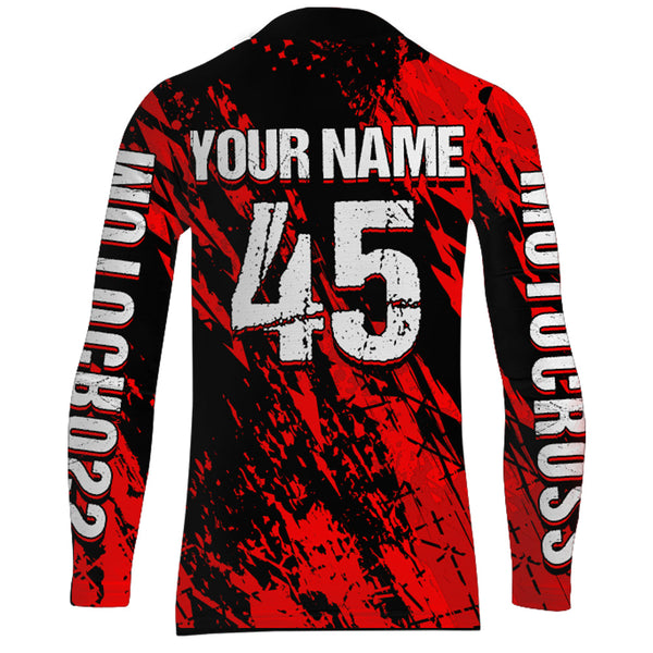 Maxcorners Motocross Racing Jersey Red Upf30+ Dirt Bike Shirt Men Women Kid Off-Road Shirt XM87 MT2809