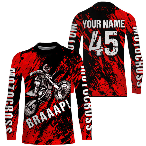 Maxcorners Motocross Racing Jersey Red Upf30+ Dirt Bike Shirt Men Women Kid Off-Road Shirt XM87 MT2809