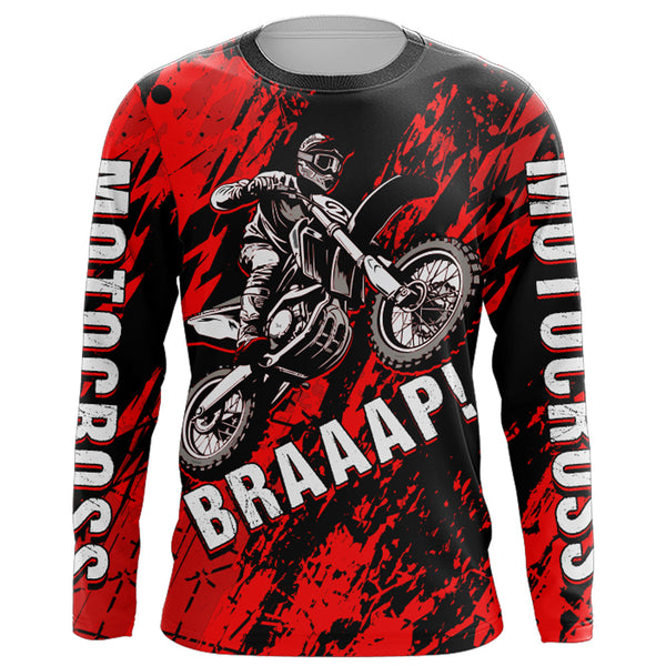 Maxcorners Motocross Racing Jersey Red Upf30+ Dirt Bike Shirt Men Women Kid Off-Road Shirt XM87 MT2809