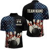 Maxcorners American Flag Bowling Shirt for Men Women Custom Patriotic Bowling Shirt Bowling Apparel LM133 