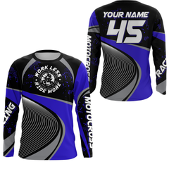 Maxcorners Motocross Racing Jersey Blue Upf30+ Dirt Bike Shirt Off-Road MX Racing Jersey MT2709