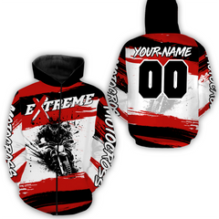 Maxcorners Custom Red Motocross Racing Hoodie Jersey for Biker Men Women Dirt Bike Hoodie Zip MT2709