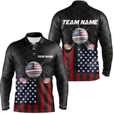 Maxcorners Custom Patriotic Golf Polo Shirt For Men American Flag Golf Polo Shirts