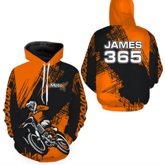 Maxcorners Orange Motocross Racing Hoodie for Men Women Dirt Bike Hoodie Off-road Jersey LM2809
