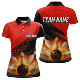 Maxcorners Custom Flaming Red Bowling Shirts for Women Men Team Bowling Polo & Quarter Zip LM1506