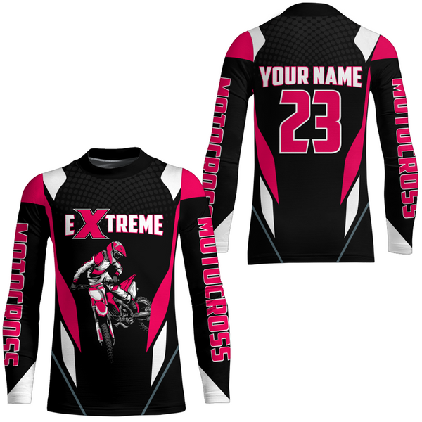 Maxcorners Motocross Racing Jersey Pink Off-road Riding Dirt Bike Shirt For Kid Men Women MT2709