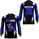 Maxcorners Motocross Racing Jersey Blue Off-road Riding Dirt Bike Shirt For Kid Men Women MT2709