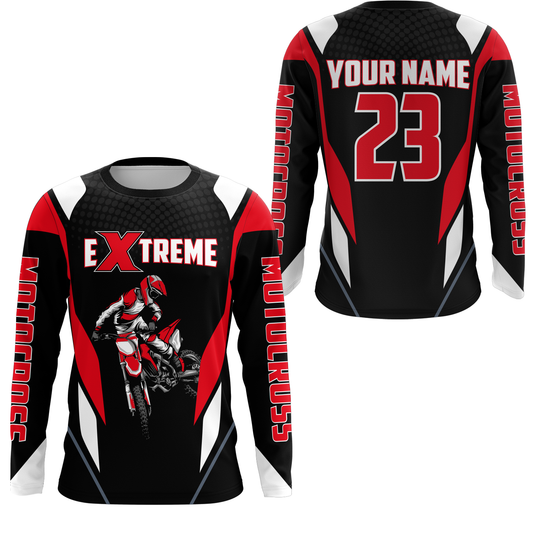 Maxcorners Motocross Racing Jersey Red Off-road Riding Dirt Bike Shirt For Kid Men Women MT2709
