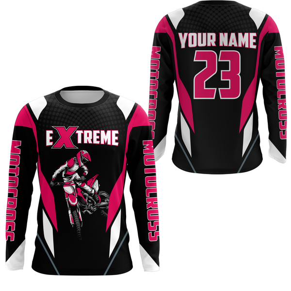 Maxcorners Motocross Racing Jersey Pink Off-road Riding Dirt Bike Shirt For Kid Men Women MT2709