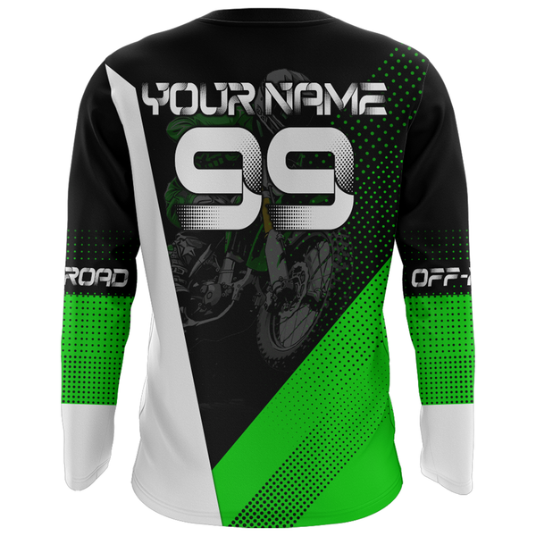 Maxcorners Motocross Racing Jersey Upf30+ Dirt Bike Shirt Green Motorcycle Off-Road Shirt MT2709