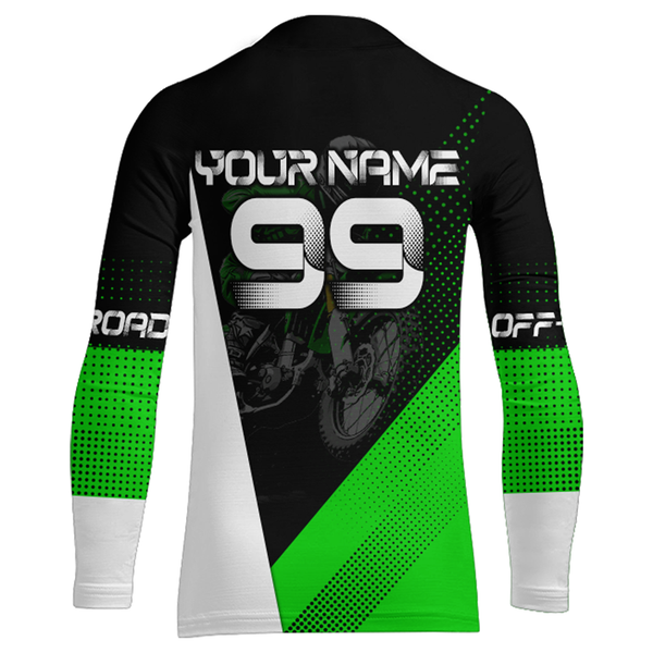 Maxcorners Motocross Racing Jersey Upf30+ Dirt Bike Shirt Green Motorcycle Off-Road Shirt MT2709