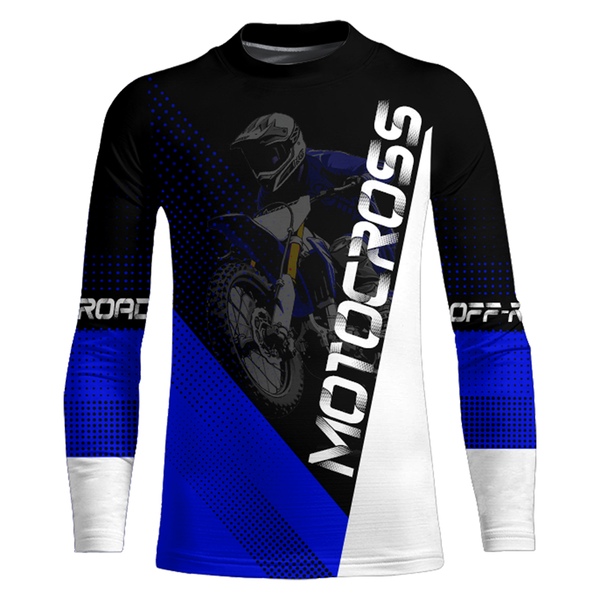 Maxcorners Motocross Racing Jersey Upf30+ Dirt Bike Shirt Blue Motorcycle Off-Road Shirt MT2709