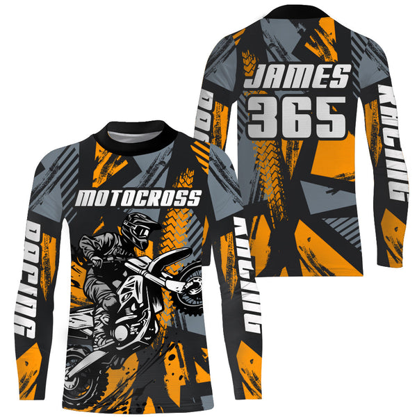 Maxcorners Orange Motocross Jersey Custom Dirt Bike Motorcycle Racing Shirt For Kid Men Women MT2709